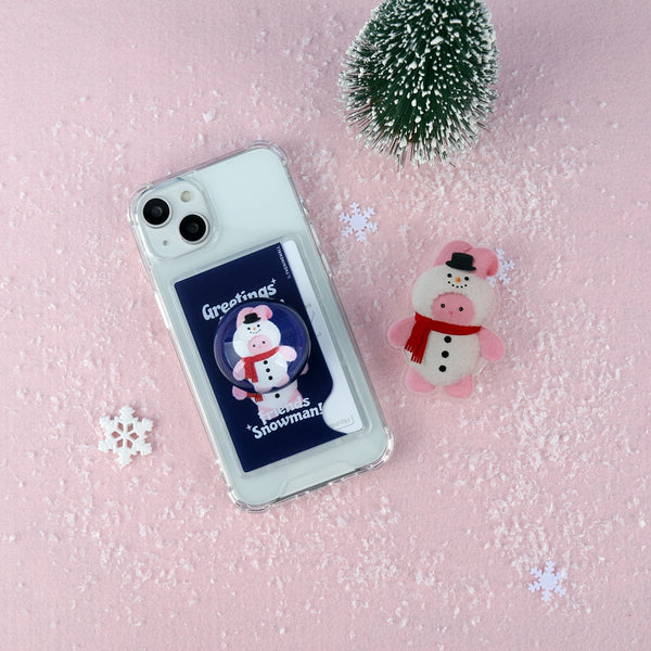 [THENINEMALL] Greetings Windy Snowman Clear Phone Case (4 types)