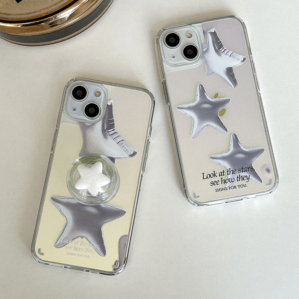 [Mademoment] Balloon Shinning Star Design Glossy Mirror Phone Case