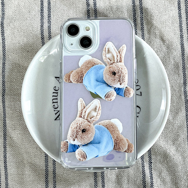 [Mademoment] Make Happy Bunny Design Glossy Mirror Phone Case