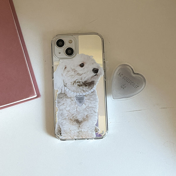 [Mademoment] Puppy Souvenir Pendant Design Glossy Mirror Phone Case