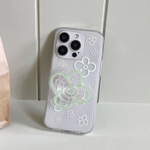 [Mademoment] Flower Doodle Pattern Design Clear Phone Case (3 Types)