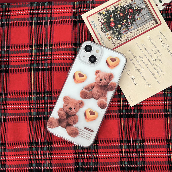 [Mademoment] Pattern Sweet Some Teddy Design Clear Phone Case (3 Types)