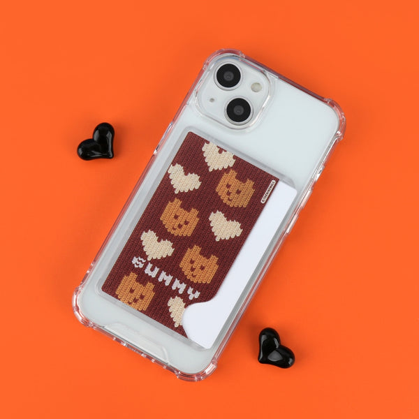 [THENINEMALL] Brown Knit Gummy Clear Phone Case (1 Type)