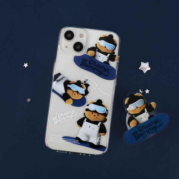 [THENINEMALL] Pattern Snowboarder Gummy Clear Phone Case (4 types)