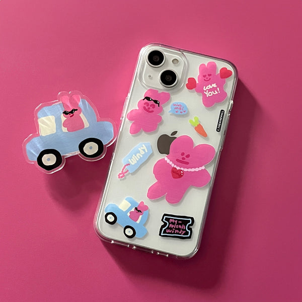 [THENINEMALL] Windy Painting Sticker Clear Phone Case (3 types)