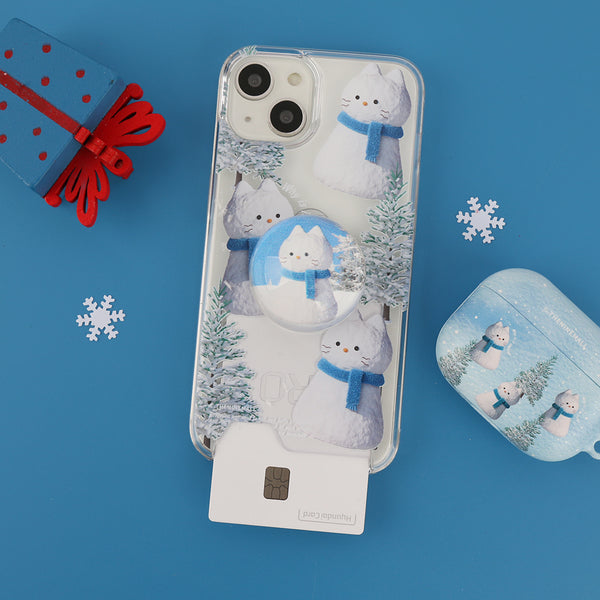 [THENINEMALL] Pattern Hey Cat Snowman Clear Phone Case (3 types)