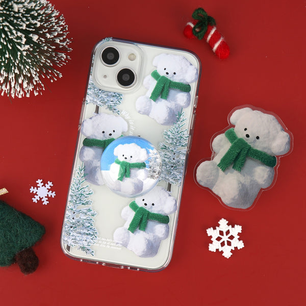 [THENINEMALL] Pattern Puppy Snowman Clear Phone Case (3 types)