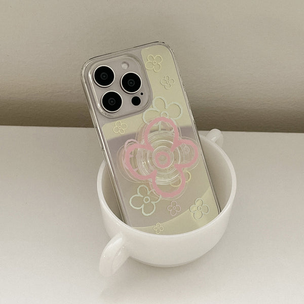 [Mademoment] Flower Doodle Pattern Design Glossy Mirror Phone