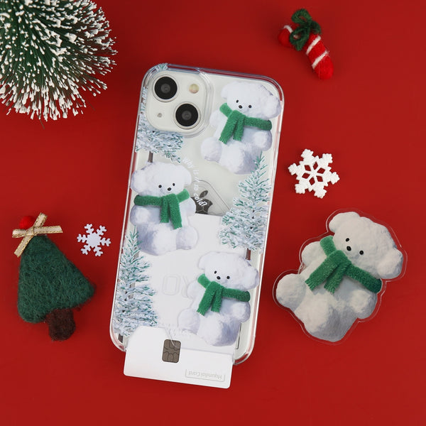 [THENINEMALL] Pattern Puppy Snowman Clear Phone Case (3 types)