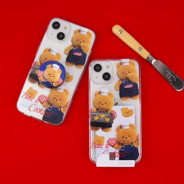 [THENINEMALL] Pattern Cookie Gummy Clear Phone Case (3 types)