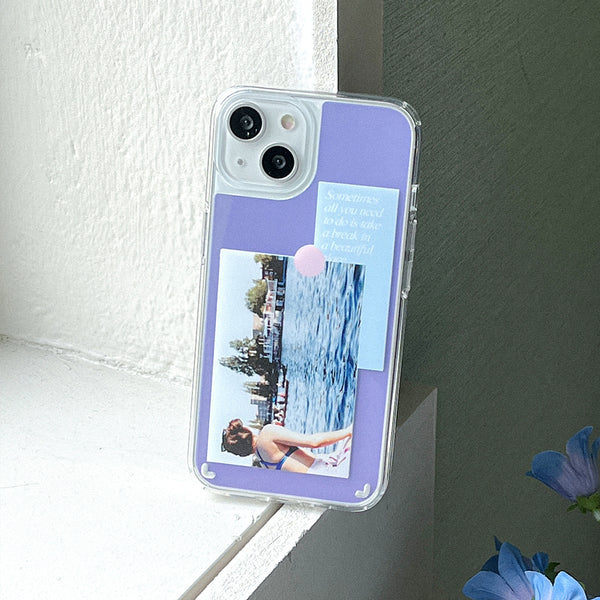 [Mademoment] Break Time Sticker Design Glossy Mirror Phone Case