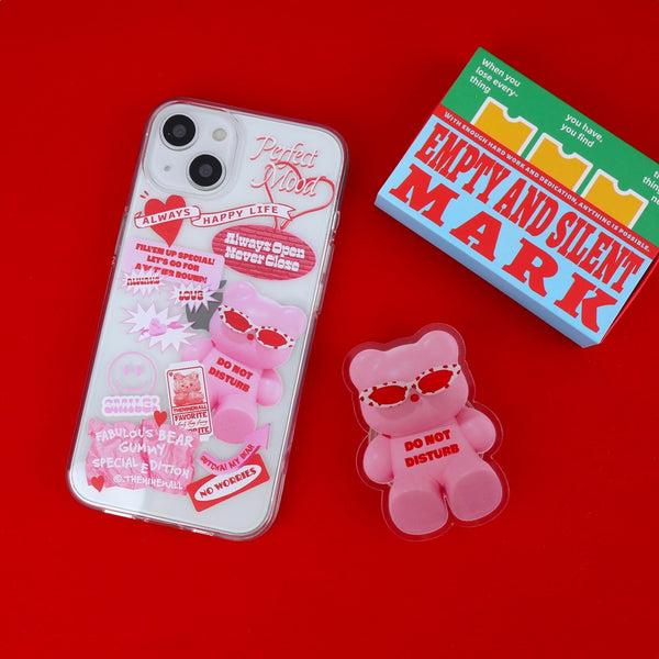 [THENINEMALL] Pink Gummy Sitcker Clear Phone Case (3 types)