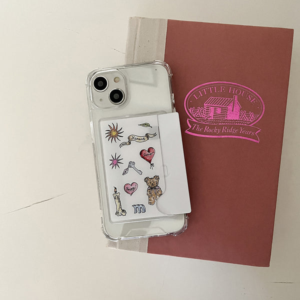 [Mademoment] Vintage Drawing Pattern Design Clear Phone Case (4 Types)