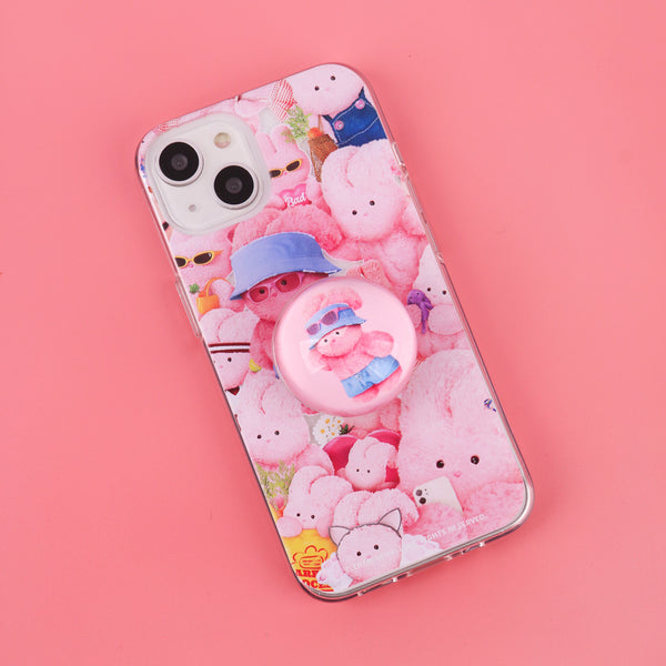 [THENINEMALL] Pink Windy Mood Clear Phone Case (3 types)