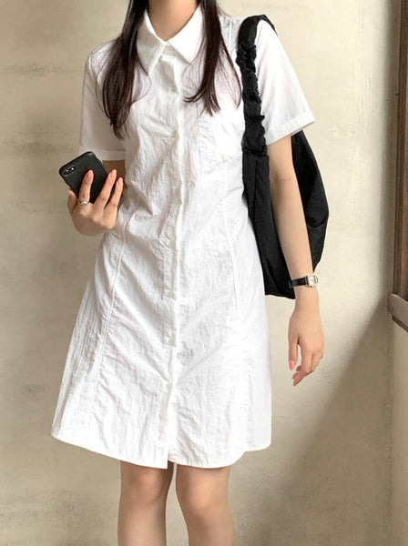 [98°C] Dover Nylon Line Shirt Dress (3 Color)