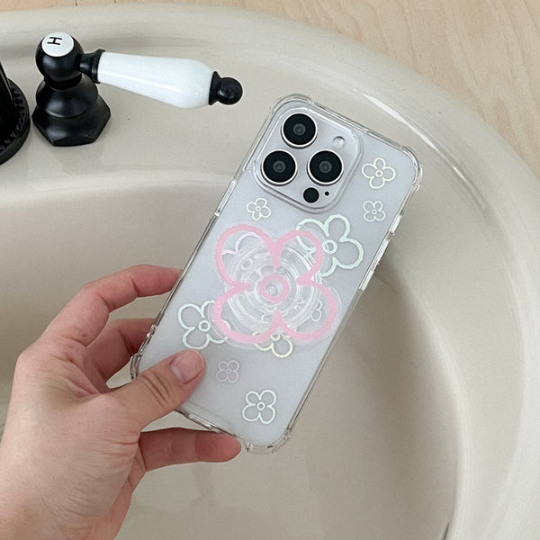 [Mademoment] Flower Doodle Pattern Design Clear Phone Case (3 Types)