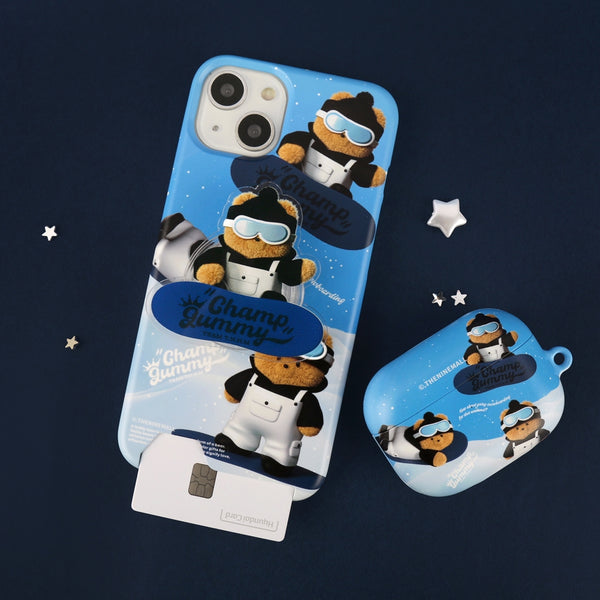 [THENINEMALL] Pattern Snowboarder Gummy Hard Phone Case (2 types)