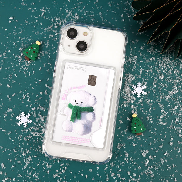 [THENINEMALL] Puppy Snowman Clear Phone Case (4 types)