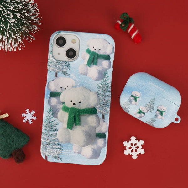 [THENINEMALL] Pattern Puppy Snowman Hard Phone Case (2 types)