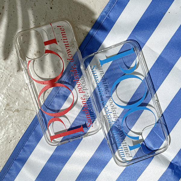 [Mademoment] Poolside Lettering Design Clear Phone Case (3 Types)