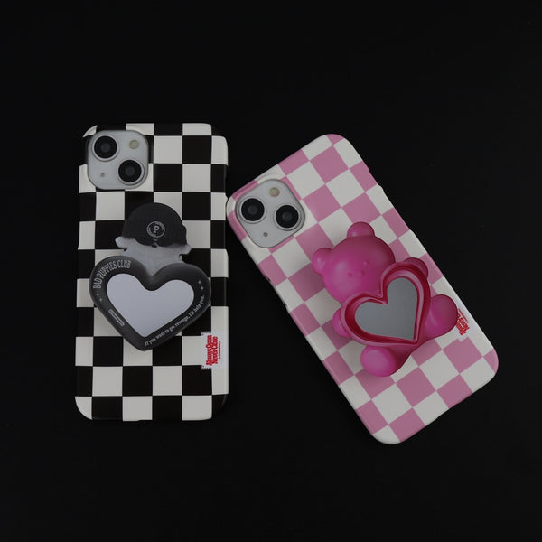 [THENINEMALL] Basic Checkerboard Label Hard Phone Case (2 types)