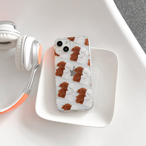 [THENINEMALL] Pattern Hug Puppy Clear Phone Case (3 types)