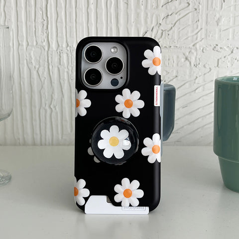 [THENINEMALL] Marguerite Flower Pattern Hard Phone Case (2 types)