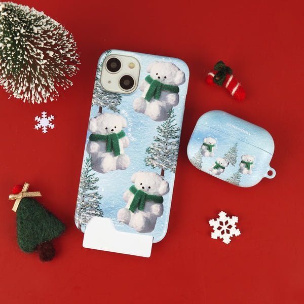 [THENINEMALL] Pattern Puppy Snowman Hard Phone Case (2 types)