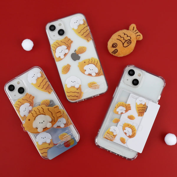 [THENINEMALL] Pattern Fish Bread Puppy Clear Phone Case (4 types)