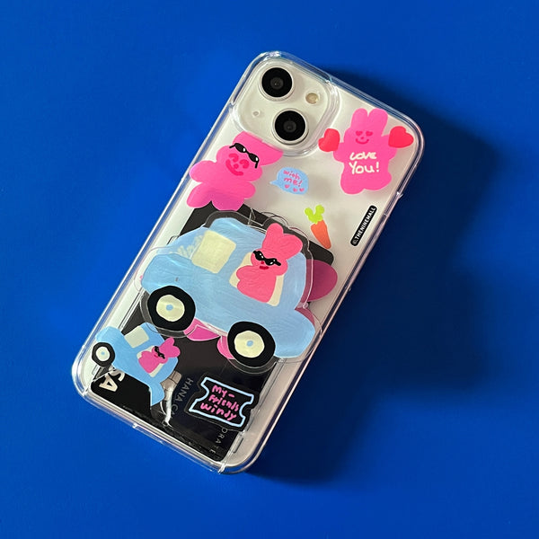 [THENINEMALL] Windy Painting Sticker Clear Phone Case (3 types)