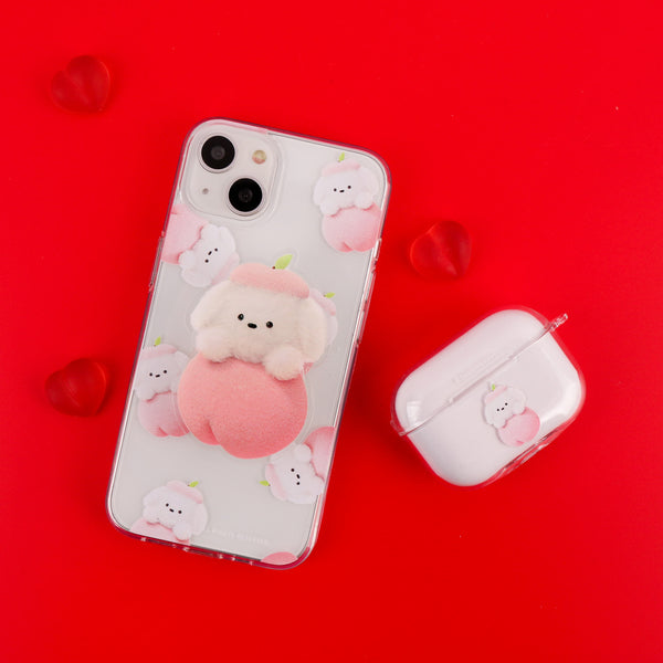 [THENINEMALL] Pattern Peach Ppokku Clear Phone Case (3 types)