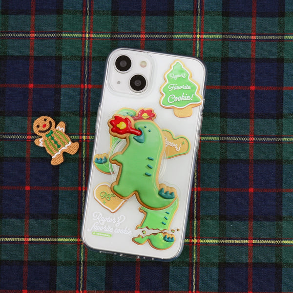 [THENINEMALL] Raptor Cookie Pattern Clear Phone Case (4 types)