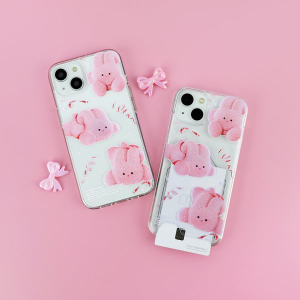 [THENINEMALL] Pink Ribbon Windy Clear Phone Case (3 types)