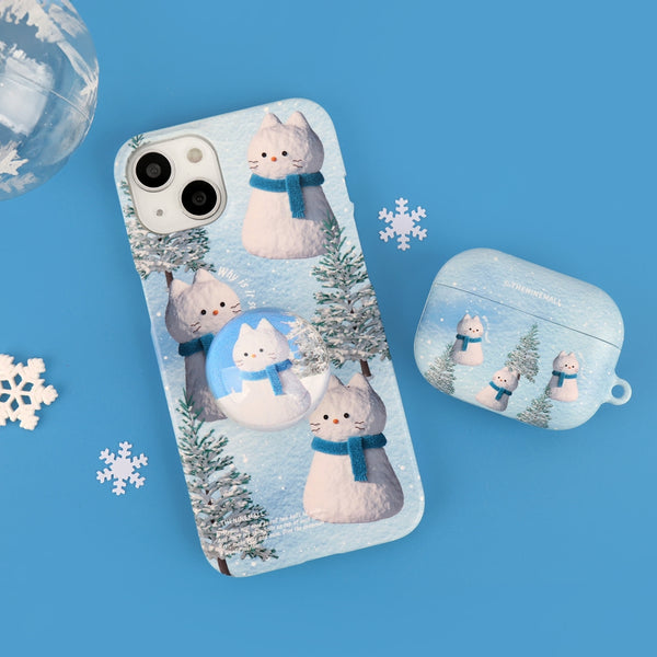 [THENINEMALL] Pattern Hey Cat Snowman Hard Phone Case (2 types)