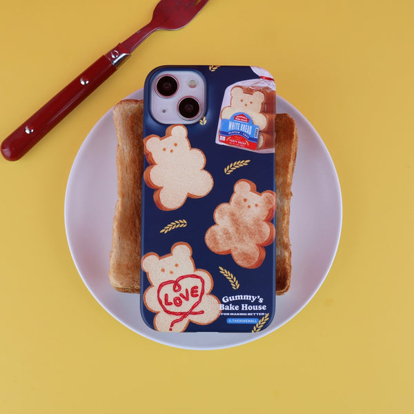 [THENINEMALL] Pattern Bread Gummy Hard Phone Case (2 types)