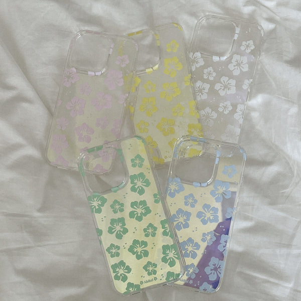 [Mademoment] Aloha Flower Pattern Design Glossy Mirror Phone Case