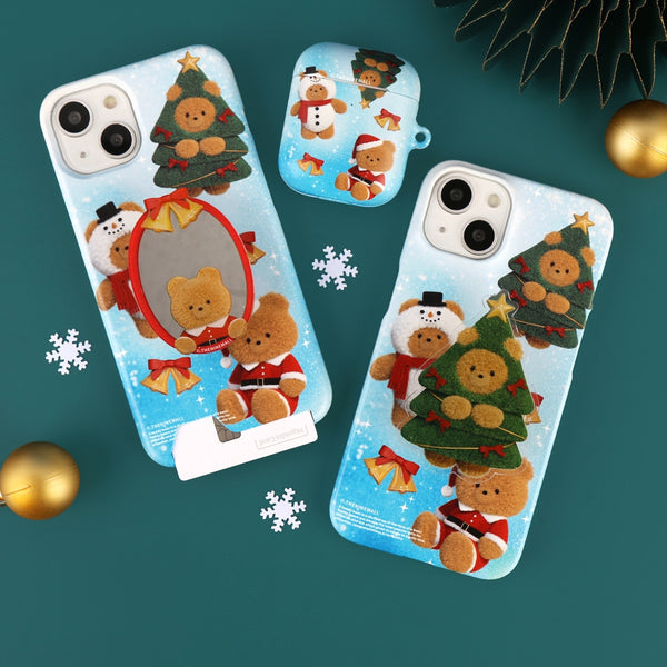 [THENINEMALL] Pattern Happy Holiday Gummy Hard Phone Case (2 types)