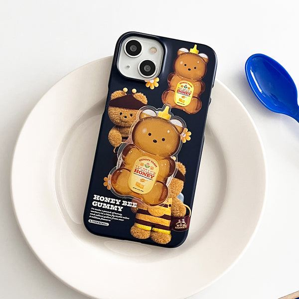 [THENINEMALL] Pattern Honey Bee Gummy Hard Phone Case (2 types)