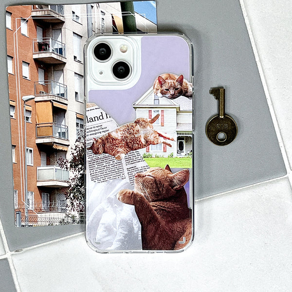 [Mademoment] Lazy Cat Design Glossy Mirror Phone Case