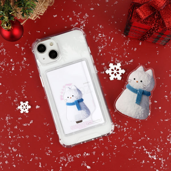 [THENINEMALL] Hey Cat Snowman Clear Phone Case (4 types)