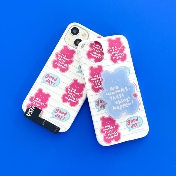 [THENINEMALL] Pattern Good Day Bear Hard Phone Case (2 types)