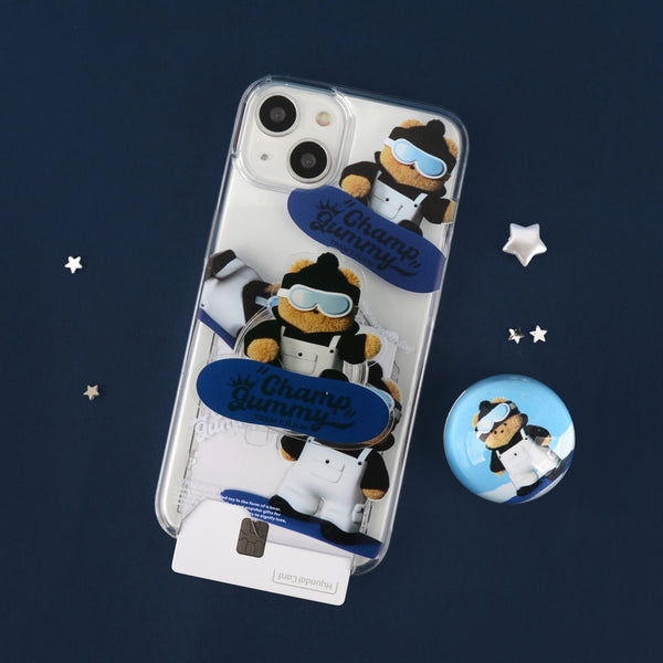 [THENINEMALL] Pattern Snowboarder Gummy Clear Phone Case (4 types)