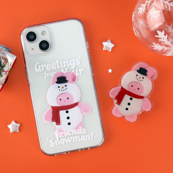 [THENINEMALL] Greetings Windy Snowman Clear Phone Case (4 types)