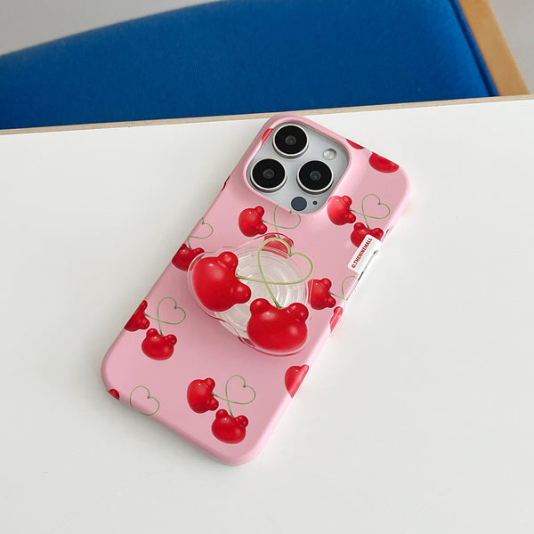 [THENINEMALL] Cherry Face Gummy Hard Phone Case (2 types)