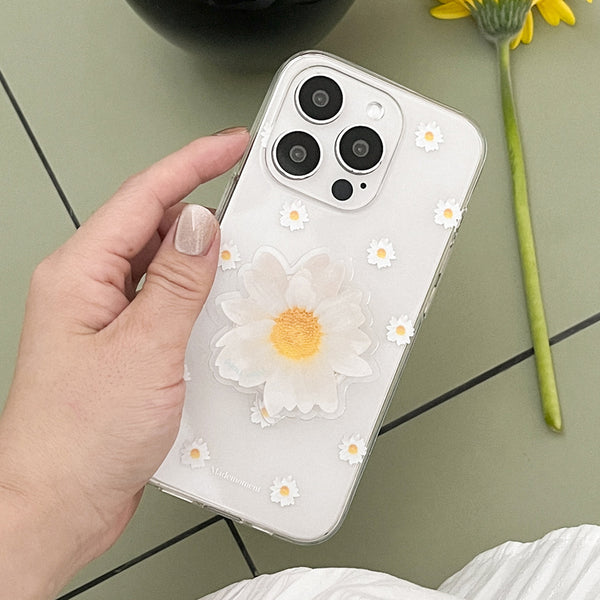 [Mademoment] Pure Daisy Pattern Design Clear Phone Case (3 Types)