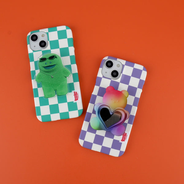 [THENINEMALL] Basic Checkerboard Label Hard Phone Case (2 types)