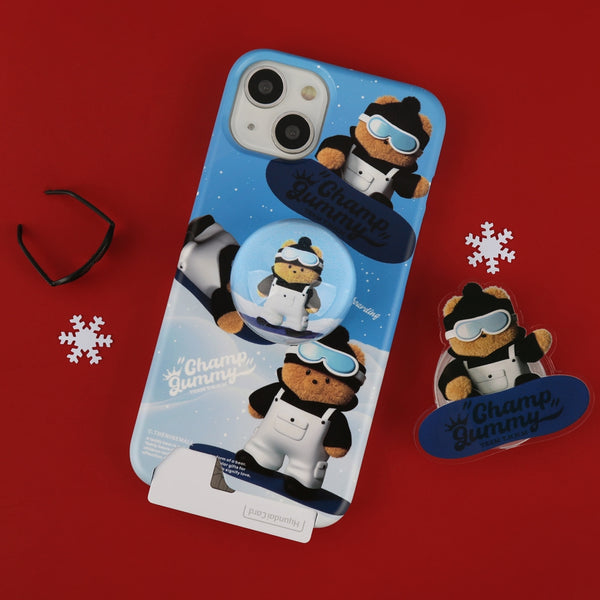 [THENINEMALL] Pattern Snowboarder Gummy Hard Phone Case (2 types)