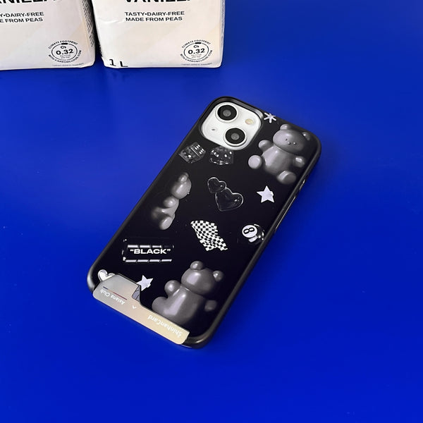 [THENINEMALL] Black Objet Sticker Hard Phone Case (2 types)