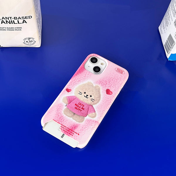 [THENINEMALL] Fluffy Hey Cat Hard Phone Case (2 types)