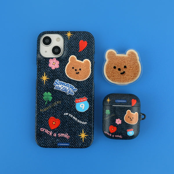 [THENINEMALL] Pattern Denim Patch Hard Phone Case (2 types)